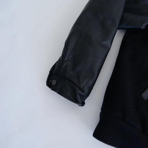 VTG Concord Coordinates Black Jutzi Limited Logo Leather And Wool Varsity Bomber - Picture 10 of 12